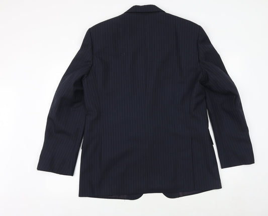 Pierro Cini Mens Blue Striped Wool Jacket Suit Jacket Size 44 Regular