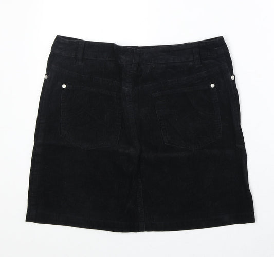 Betty Womens Black Cotton A-Line Skirt Size 12 Zip