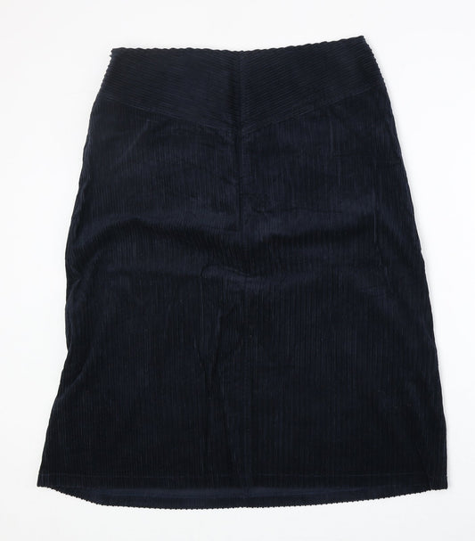 Adini Womens Blue Polyester A-Line Skirt Size M Zip