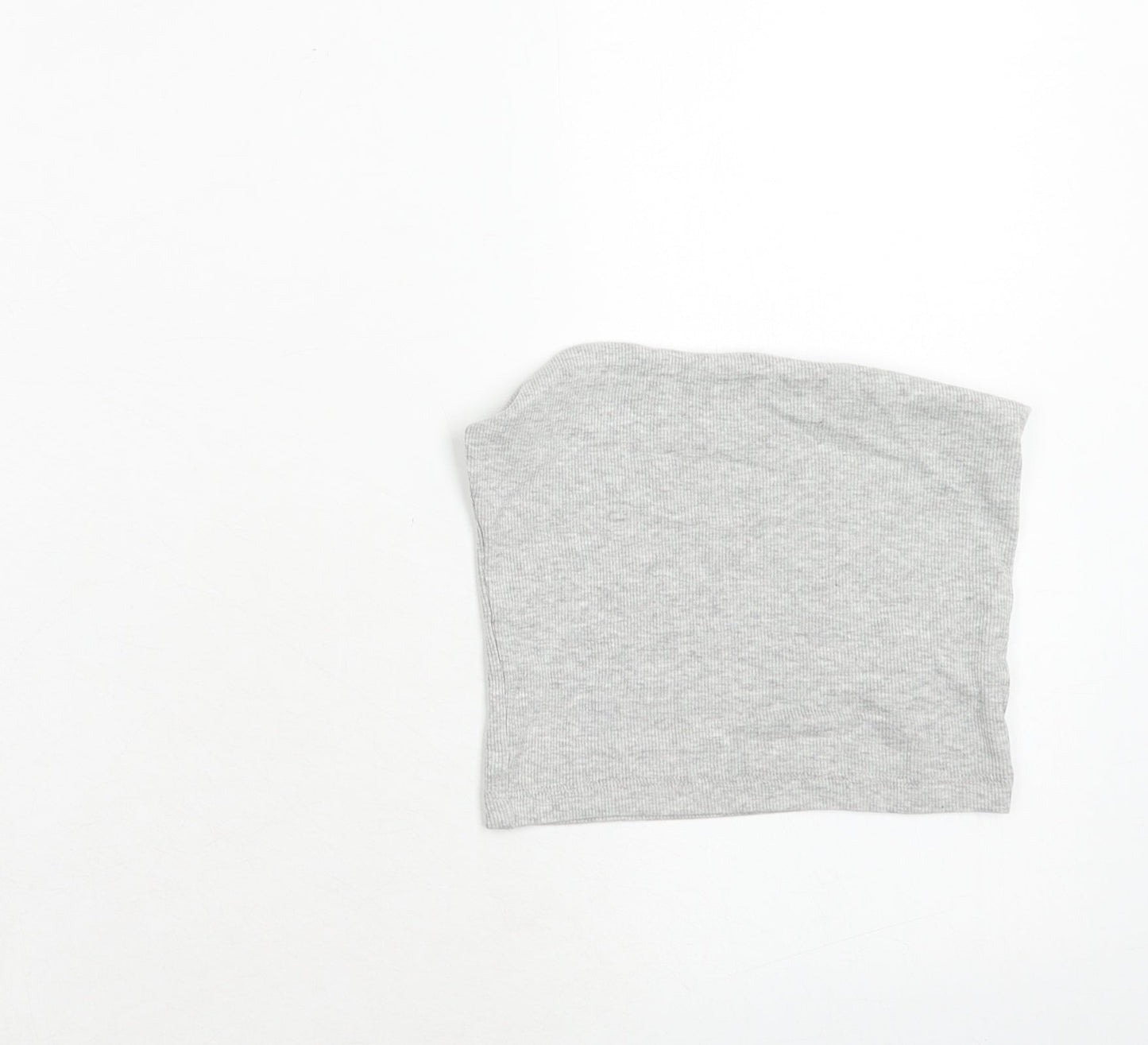 Brave Soul Womens Grey Cotton Cropped Tank Size S Square Neck