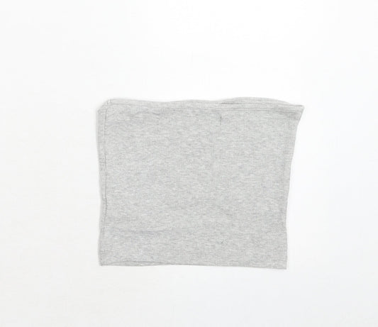 Brave Soul Womens Grey Cotton Cropped Tank Size S Square Neck