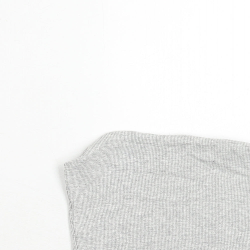 Brave Soul Womens Grey Cotton Cropped Tank Size S Square Neck