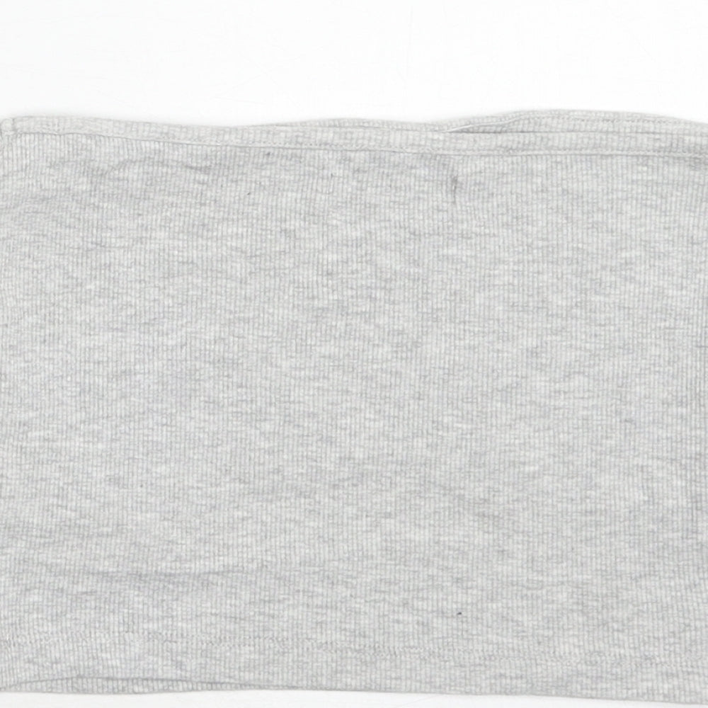 Brave Soul Womens Grey Cotton Cropped Tank Size S Square Neck