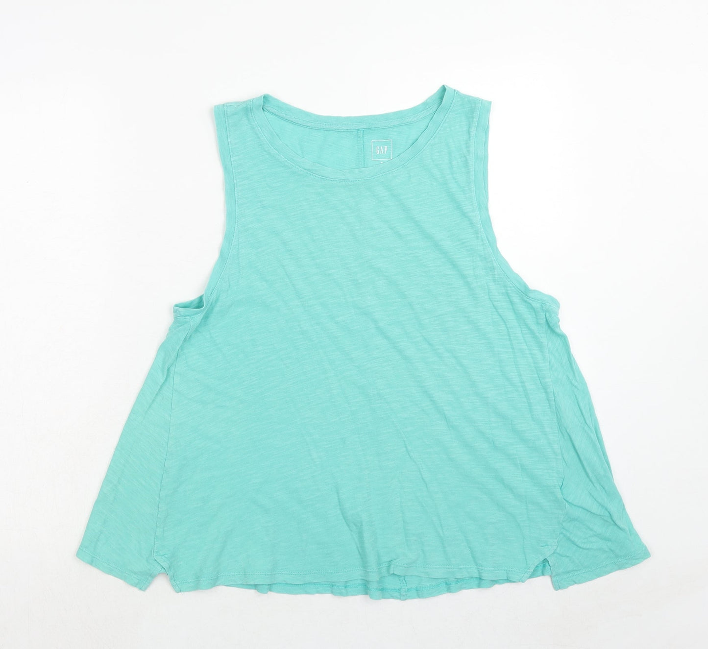 Gap Womens Green Cotton Basic Tank Size M Boat Neck