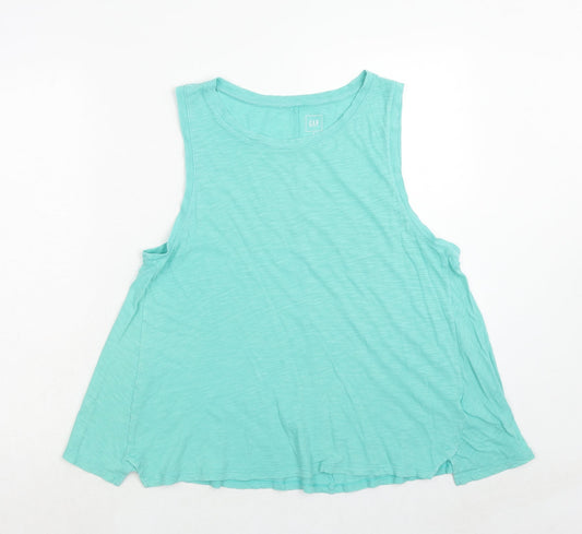 Gap Womens Green Cotton Basic Tank Size M Boat Neck