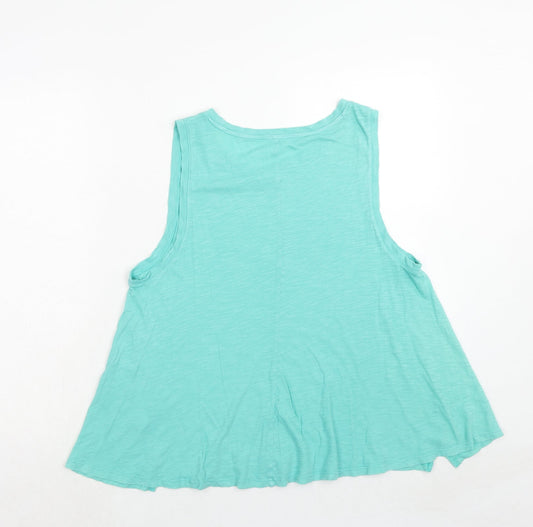 Gap Womens Green Cotton Basic Tank Size M Boat Neck