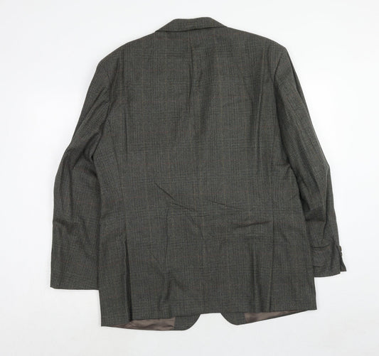 Marks and Spencer Mens Grey Plaid Wool Jacket Suit Jacket Size 42 Regular