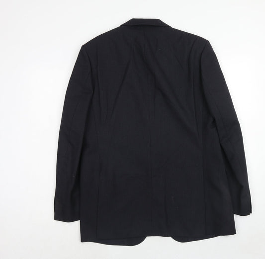 St Michael Mens Black Striped Polyester Jacket Suit Jacket Size 42 Regular