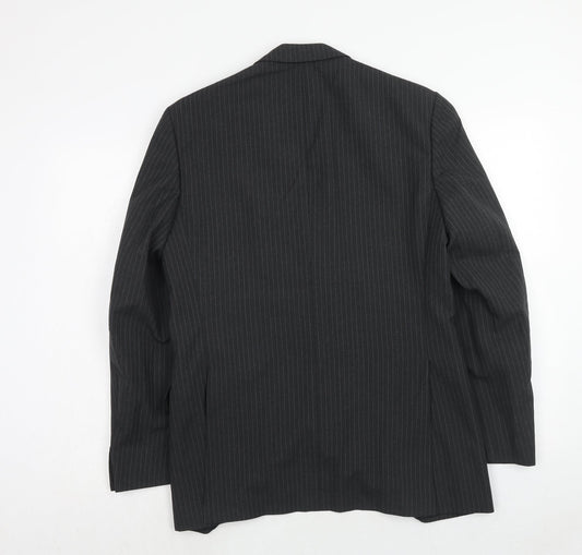 Varteks Mens Grey Striped Polyester Jacket Suit Jacket Size 38 Regular