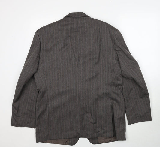 Marks and Spencer Mens Brown Striped Polyester Jacket Suit Jacket Size 44 Regular