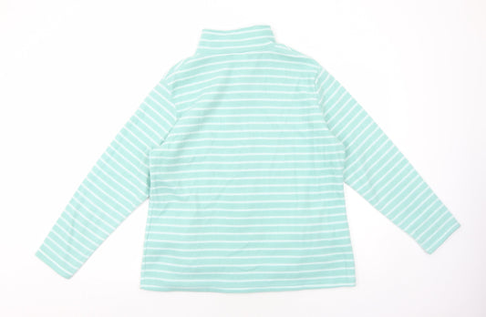 Anne De Lancay Womens Green Striped Jacket Size L Zip