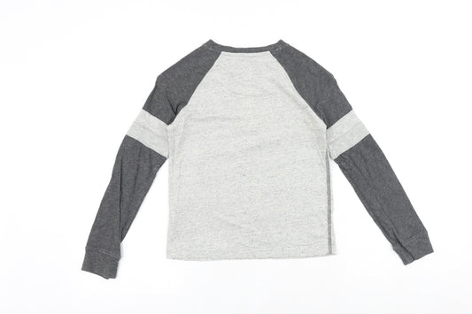 Gap Boys Grey Colourblock 100% Cotton Basic Casual Size S Round Neck Button