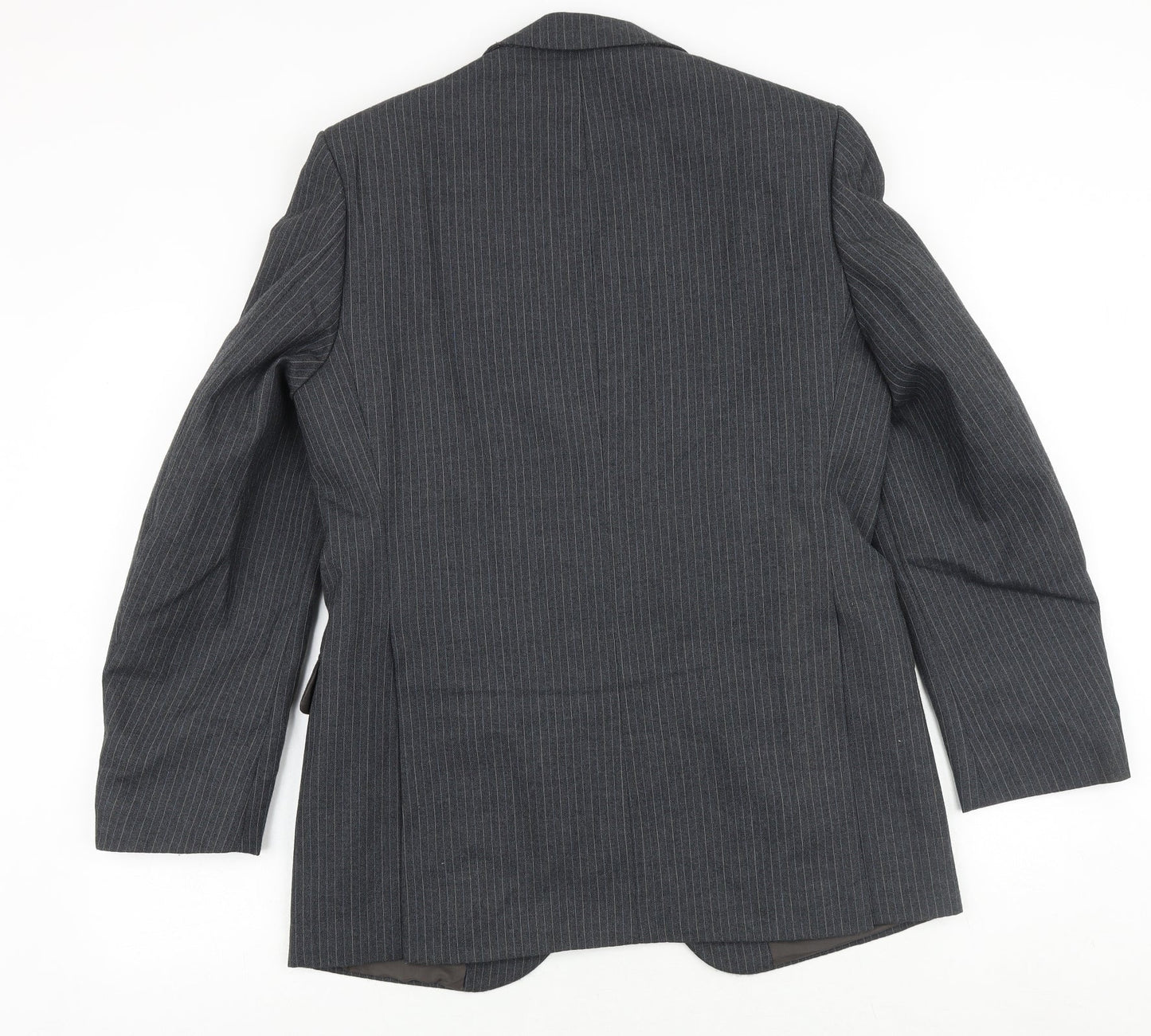 Harbarry of England Mens Grey Striped Wool Jacket Suit Jacket Size 36 Regular