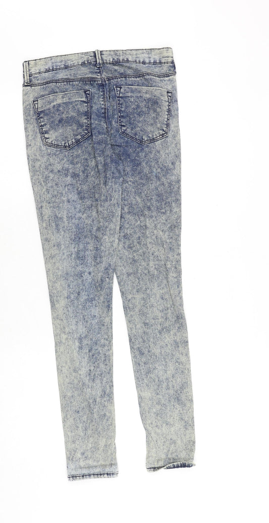 Topshop Womens Blue Cotton Skinny Jeans Size 28 in Regular Zip
