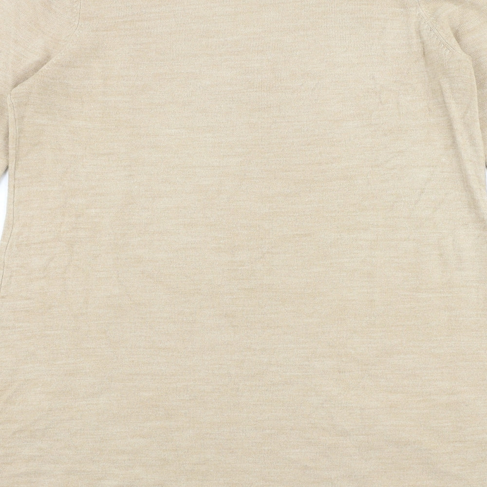 Marks and Spencer Womens Beige Round Neck Acrylic Pullover Jumper Size 12