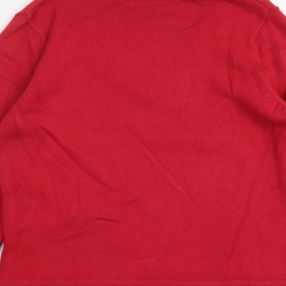 Marks and Spencer Womens Pink V-Neck Cotton Pullover Jumper Size 14