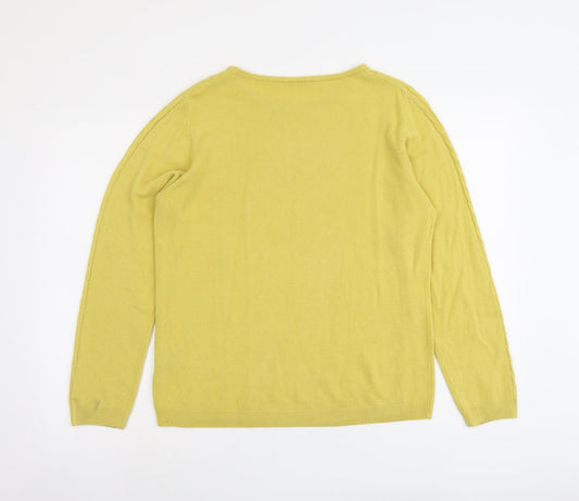 Anna Rose Womens Yellow Round Neck Acrylic Pullover Jumper Size XL