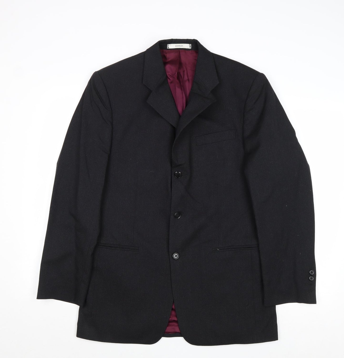 Giorgio Mens Grey Wool Jacket Suit Jacket Size 40 Regular