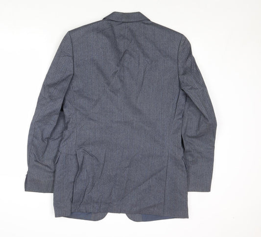 St Michael Mens Grey Striped Wool Jacket Suit Jacket Size 38 Regular