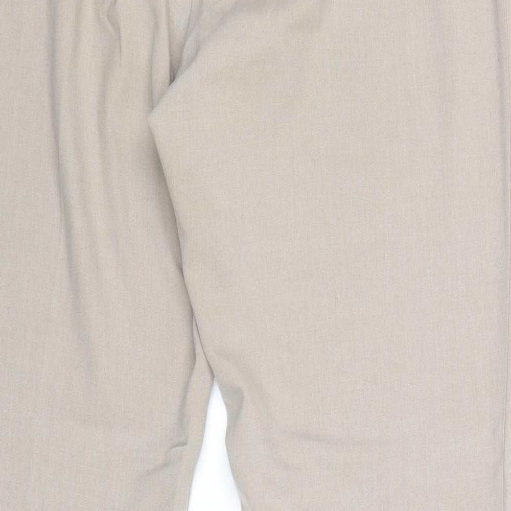 BHS Womens Beige Polyester Dress Pants Trousers Size 14 Regular Zip