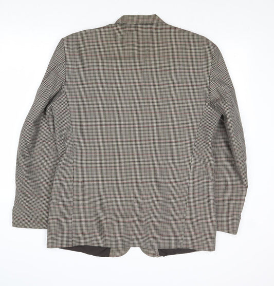 ID Mens Grey Geometric Polyester Jacket Blazer Size 42 Regular
