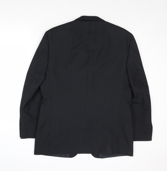 Pinstripe Mens Black Wool Jacket Suit Jacket Size 40 Regular