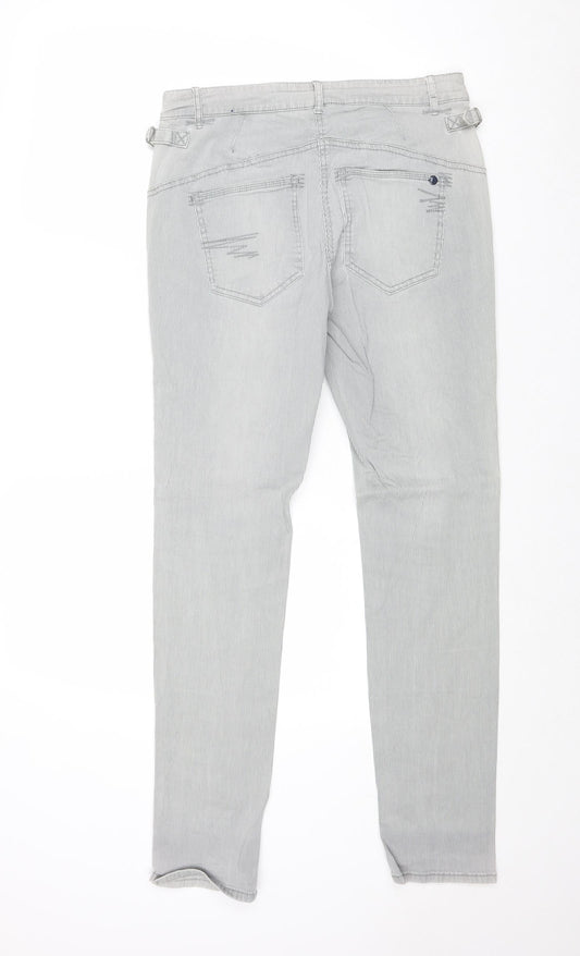 Cecil Womens Grey Striped Cotton Skinny Jeans Size 32 in Regular Zip