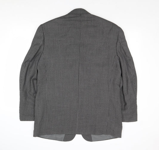 Classic Mens Grey Geometric Polyester Jacket Suit Jacket Size 44 Regular