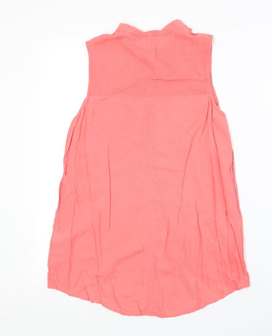 Aeropostal Womens Pink Viscose Basic Button-Up Size S V-Neck