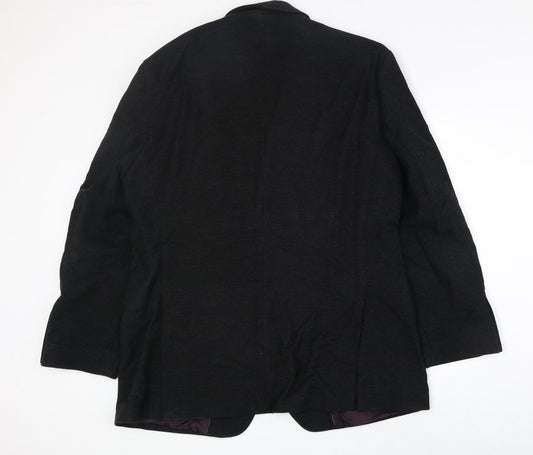 Marks and Spencer Mens Black Striped Cotton Jacket Suit Jacket Size 42 Regular