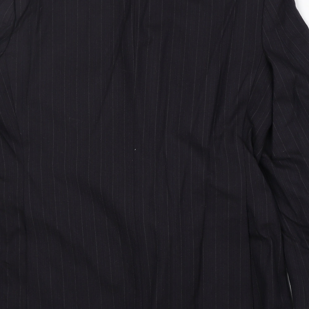 Marks and Spencer Mens Black Striped Wool Jacket Suit Jacket Size 42 Regular