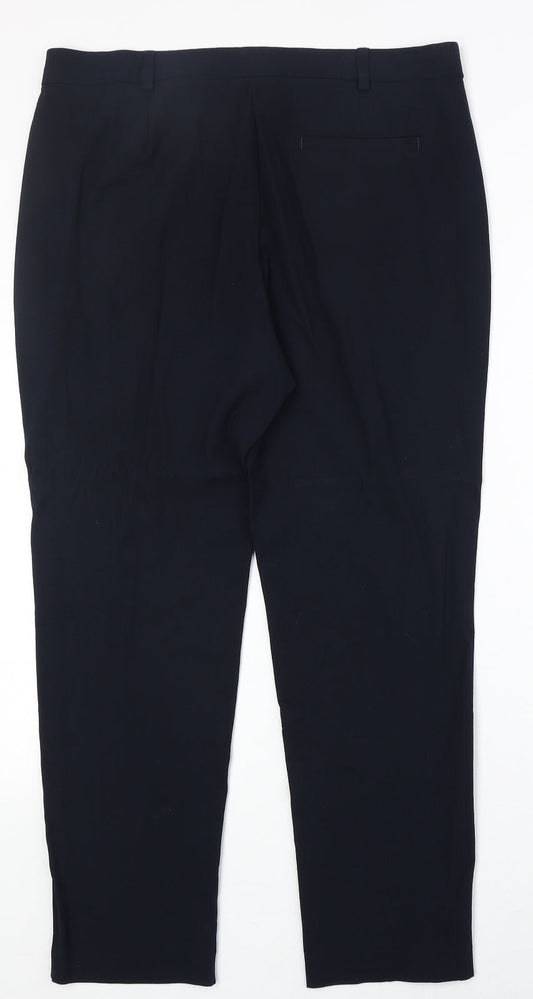 Marks and Spencer Womens Blue Polyester Dress Pants Trousers Size 14 Regular Zip