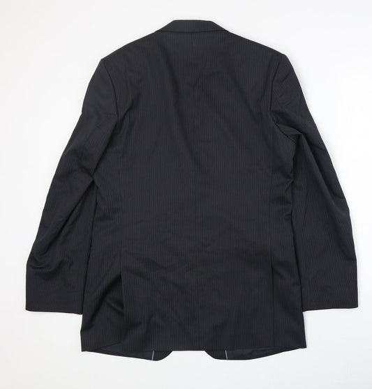 Burton Mens Black Striped Polyester Jacket Suit Jacket Size 40 Regular