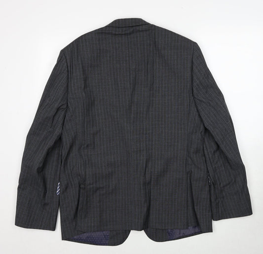 Marks and Spencer Mens Grey Striped Wool Jacket Suit Jacket Size 42 Regular