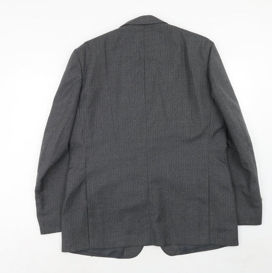 C&A Mens Grey Striped Polyester Jacket Suit Jacket Size 44 Regular