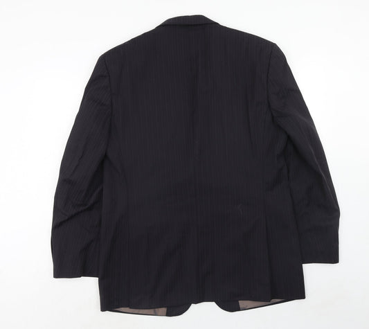 Marks and Spencer Mens Black Striped Wool Jacket Suit Jacket Size 42 Regular