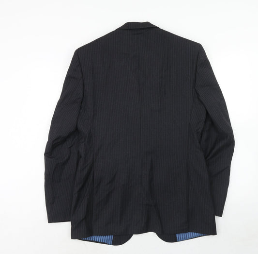 Marks and Spencer Mens Grey Striped Wool Jacket Suit Jacket Size 38 Regular