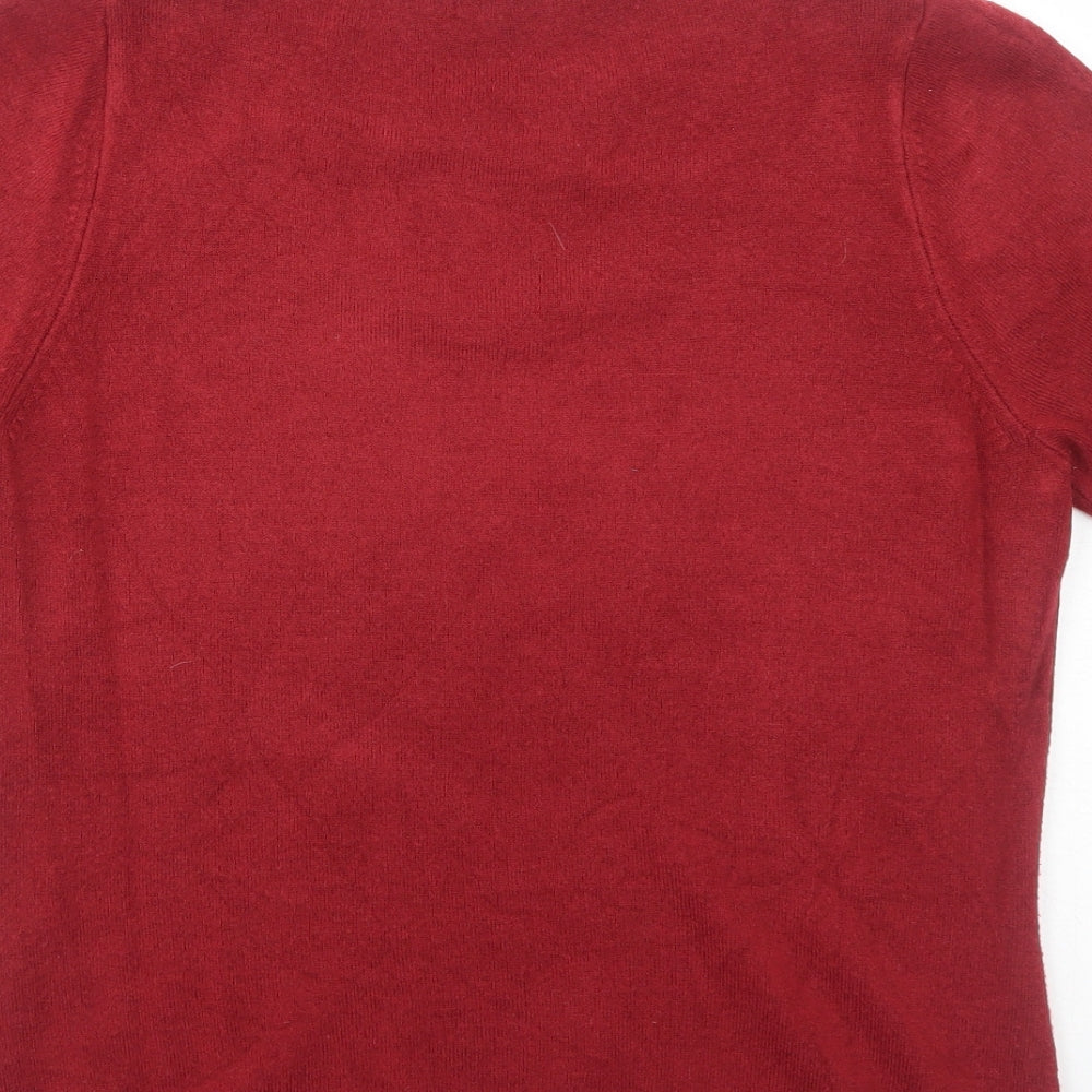 Marks and Spencer Womens Red Round Neck Acrylic Pullover Jumper Size 12