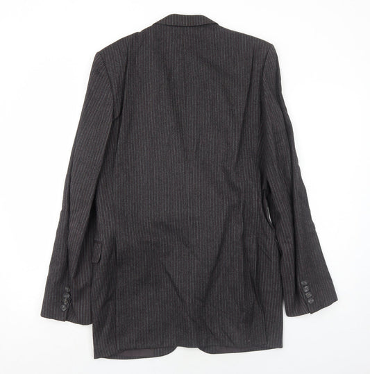 Marks and Spencer Mens Grey Striped Wool Jacket Suit Jacket Size 38 Regular