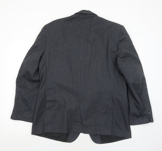 Hodges Mens Grey Striped Wool Jacket Suit Jacket Size 44 Regular