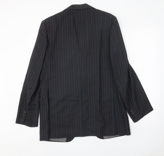 Steegan Mens Blue Striped Wool Jacket Suit Jacket Size 40 Regular