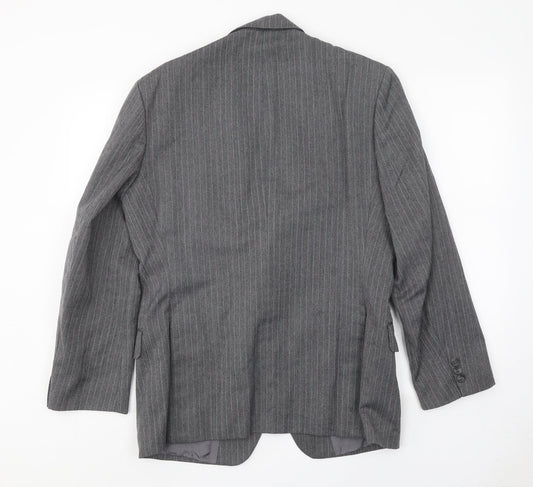 St Michael Mens Grey Striped Wool Jacket Suit Jacket Size 38 Regular
