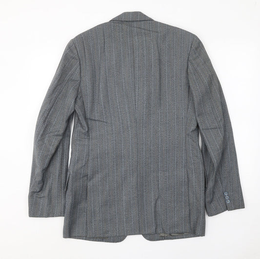 J.J.Chan Mens Grey Striped Wool Jacket Suit Jacket Size 36 Regular