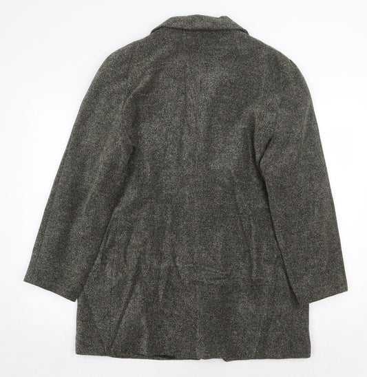 Richards Womens Grey Geometric Overcoat Coat Size 16 Button