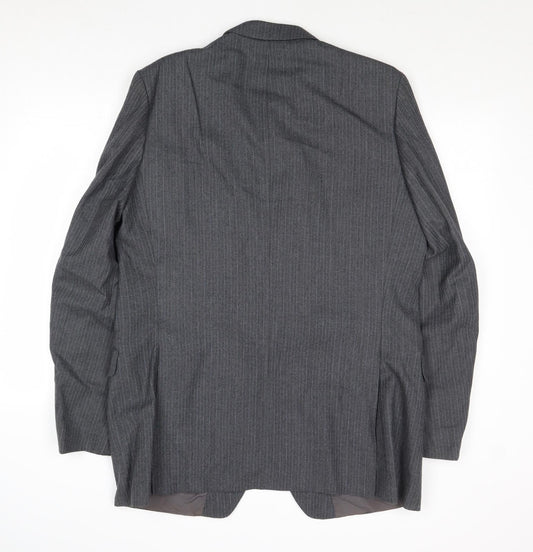 St Michael Mens Grey Striped Polyester Jacket Suit Jacket Size 44 Regular