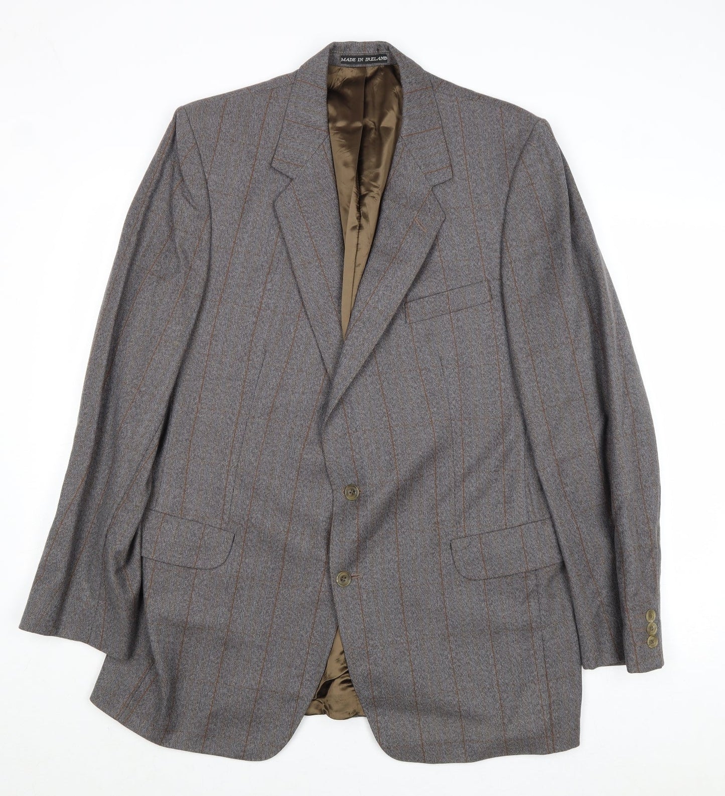 Dunn & Co Mens Grey Striped Wool Jacket Suit Jacket Size 44 Regular