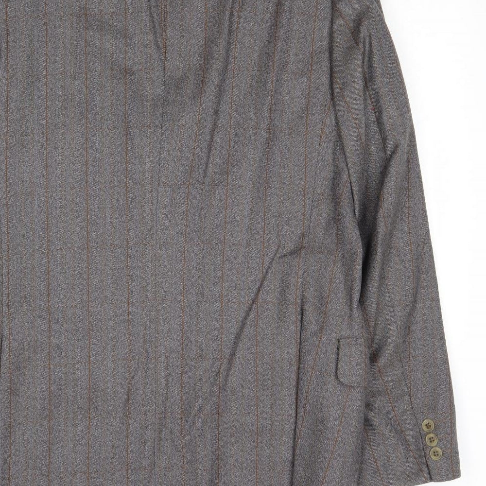 Dunn & Co Mens Grey Striped Wool Jacket Suit Jacket Size 44 Regular