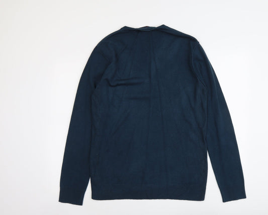 Twisted Soul Mens Blue Round Neck Acrylic Pullover Jumper Size L Long Sleeve