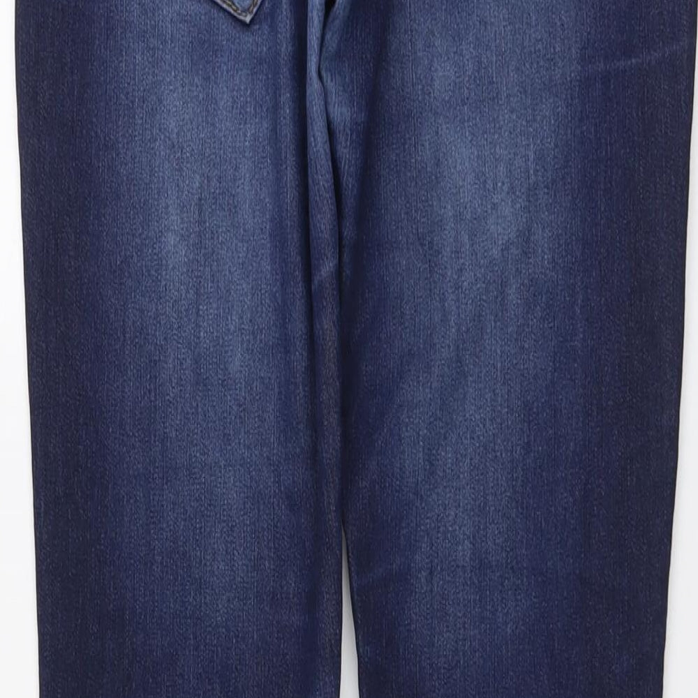 RESERVED Womens Blue Cotton Straight Jeans Size 29 in L32 in Regular Button