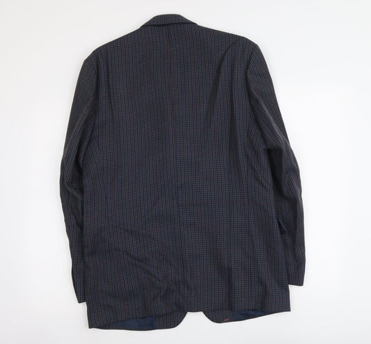 Lee Greenwood Mens Blue Geometric Wool Jacket Suit Jacket Size M Regular